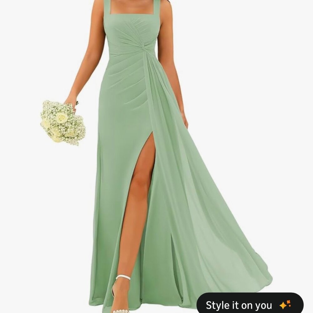 Light green/ sage green formal dress/ bridesmaid dress